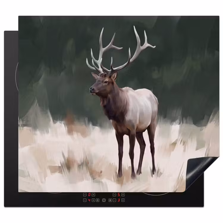 Protector de inducción - Ciervo rojo - Cornamenta - Pintura - Rústico — 1