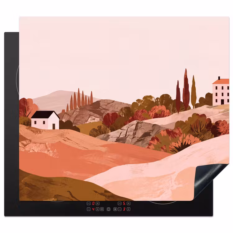 Protector de inducción - Paisaje de colinas - Gráfico - Terracota — 1