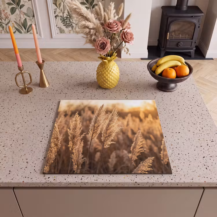 Protector de inducción - Penachos de junco - Hierba - Puesta de sol - Dorado - Sereno — 3