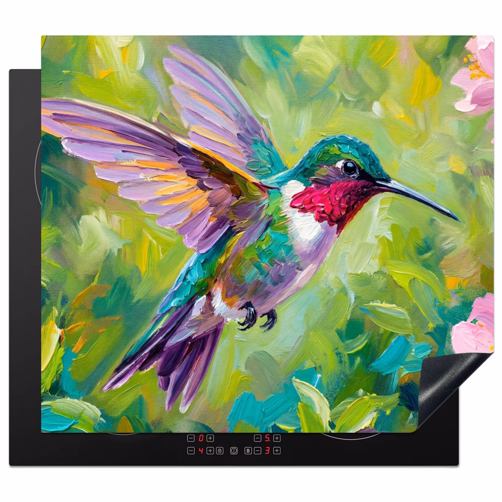 Protector de inducción - Colibrí - Flores - Naturaleza - Colorido — 1