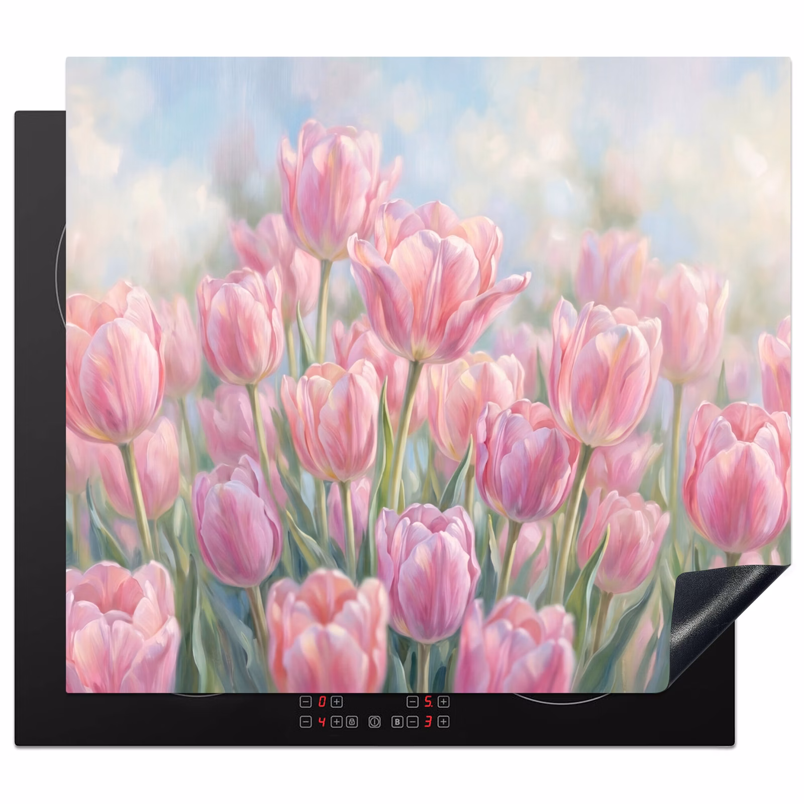 Protector de inducción - Tulipanes - Campo - Primavera - Rosa — 1