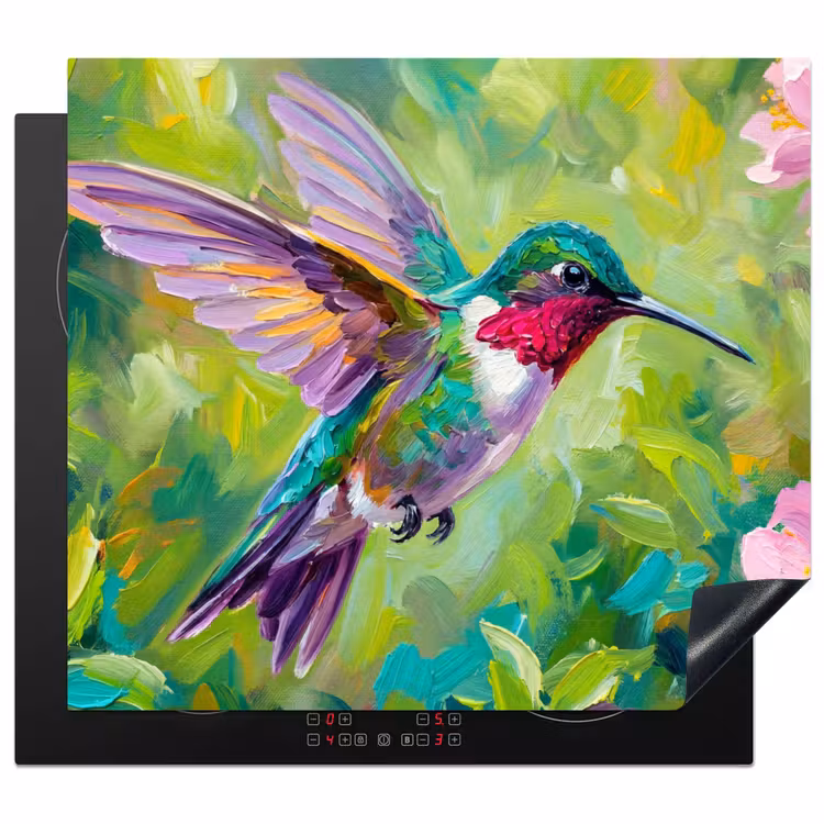 Protector de inducción - Colibrí - Flores - Naturaleza - Colorido — 1