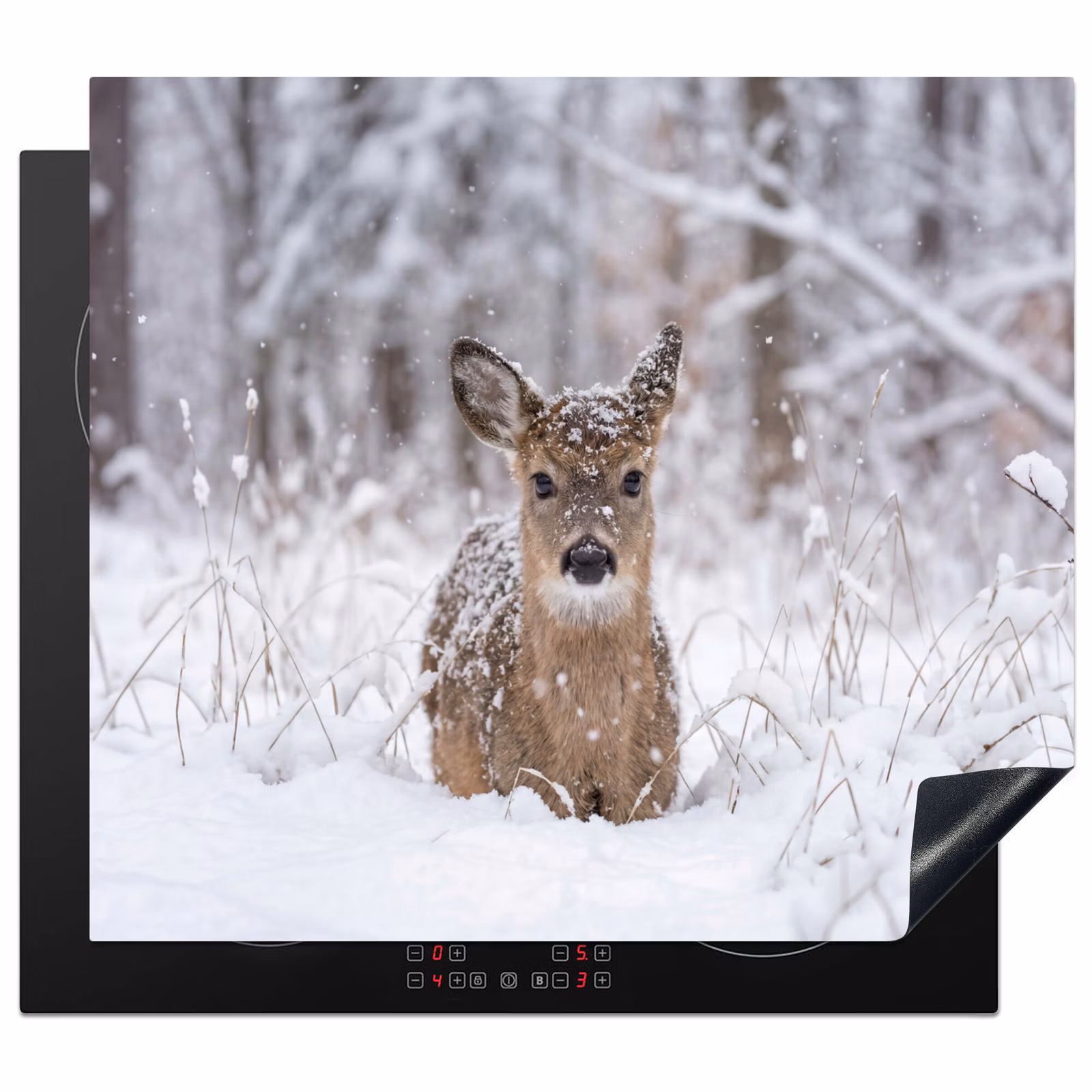 Protector de inducción - Ciervo - Nieve - Bosque - Animales - Adorable — 1