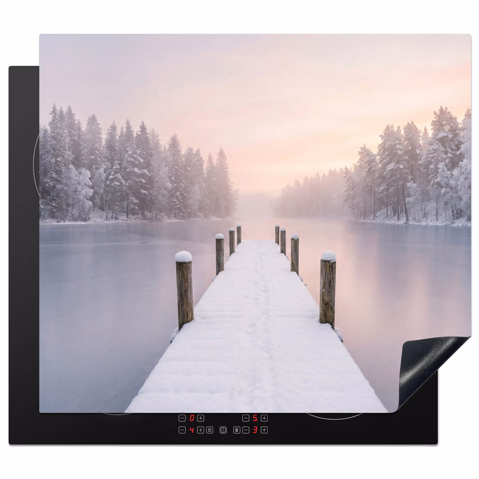 Protector de inducción - Embarcadero - Lago - Niebla - Invierno - Sereno — 1