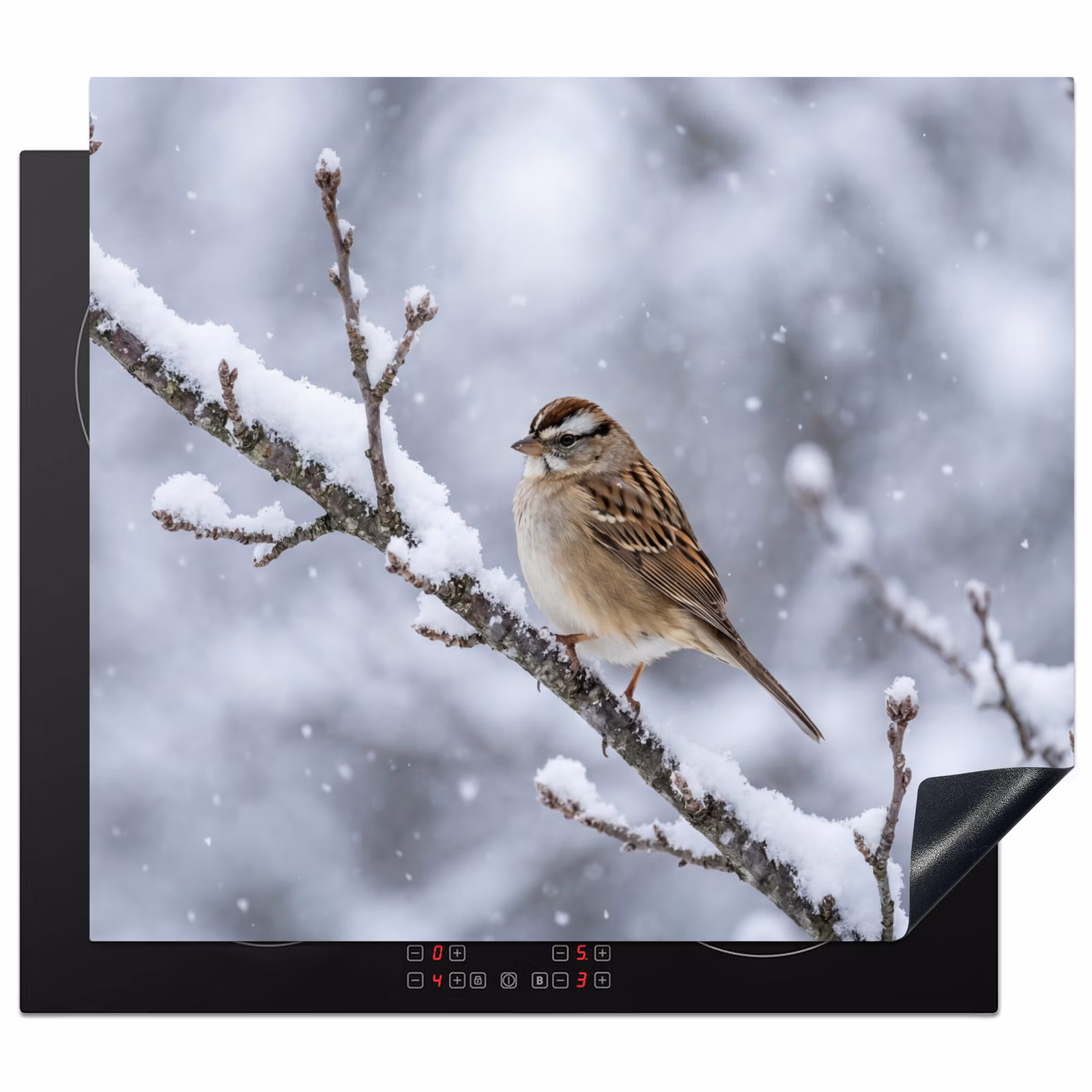 Protector de inducción - Pájaro - Rama - Nieve - Invierno — 1