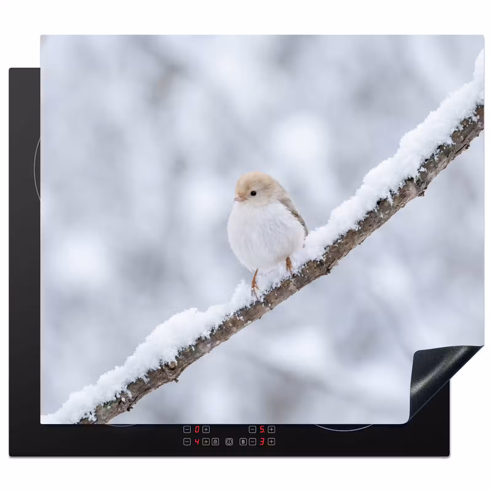 Protector de inducción - Pájaro - Nieve - Rama - Invierno - Suave — 1
