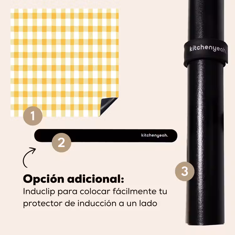 Protector de inducción - Cuadros - Gingham - Clásico - Amarillo y blanco — 8