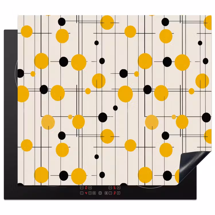 Protector de inducción - Geométrico - Retro - Líneas - Amarillo ocre - Negro — 1