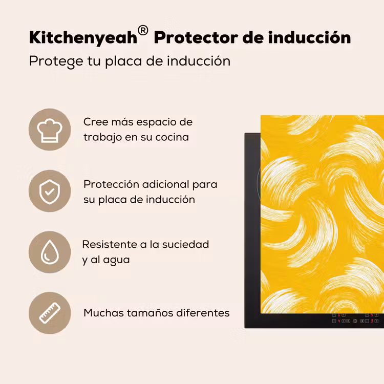 Protector de inducción - Pinceladas - Abstracto - Dinámico - Amarillo — 5