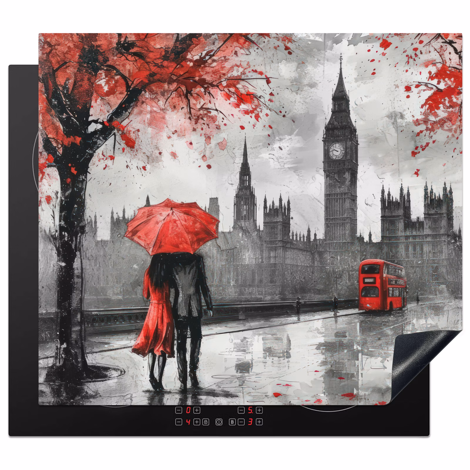 Protector de inducción - Londres - Rojo - Negro - Pareja - Romántico — 1
