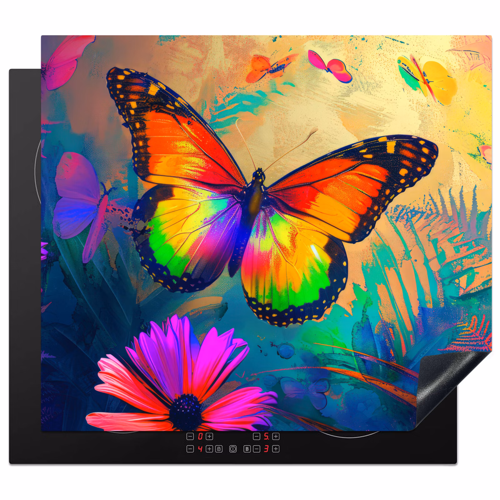 Protector de inducción - Mariposa - Plantas - Colorido - Rosa - Flores — 1