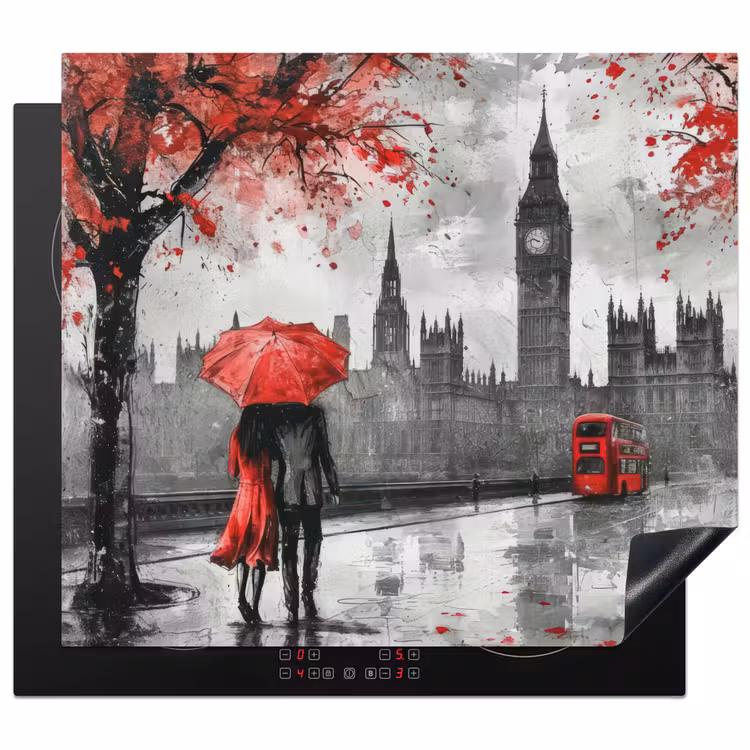 Protector de inducción - Londres - Rojo - Negro - Pareja - Romántico — 1