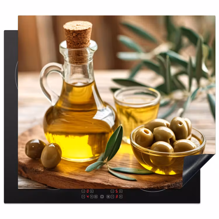 Protector de inducción - Aceitunas - Tablón - Aceite de oliva - Hojas — 1