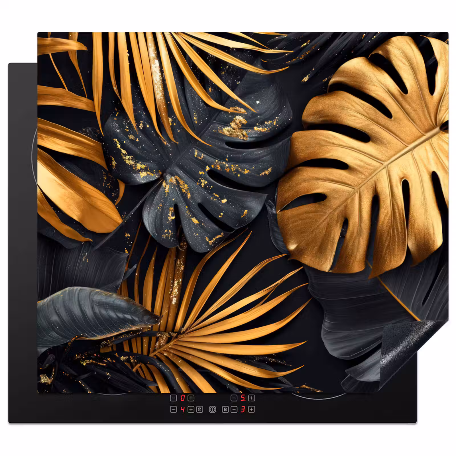 Protector de inducción - Hojas - Oro - Negro - Naturaleza — 1