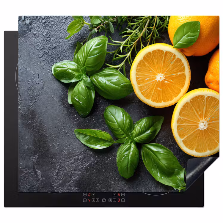 Protector de inducción - Frutas - Gris - Hormigón - Naranja - Plantas — 1