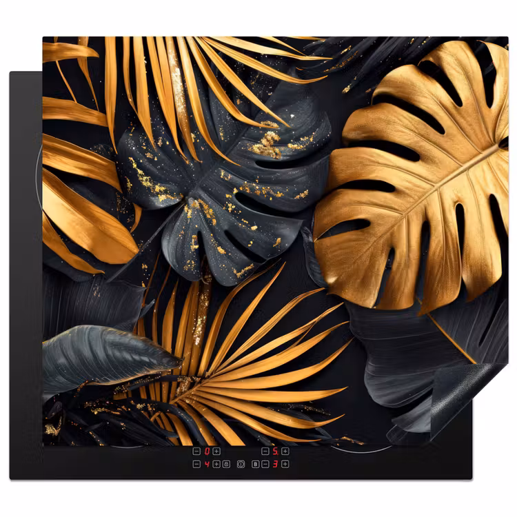 Protector de inducción - Hojas - Oro - Negro - Naturaleza — 1