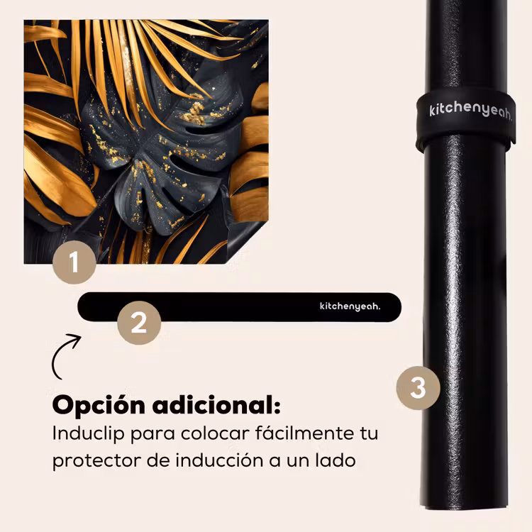 Protector de inducción - Hojas - Oro - Negro - Naturaleza — 8