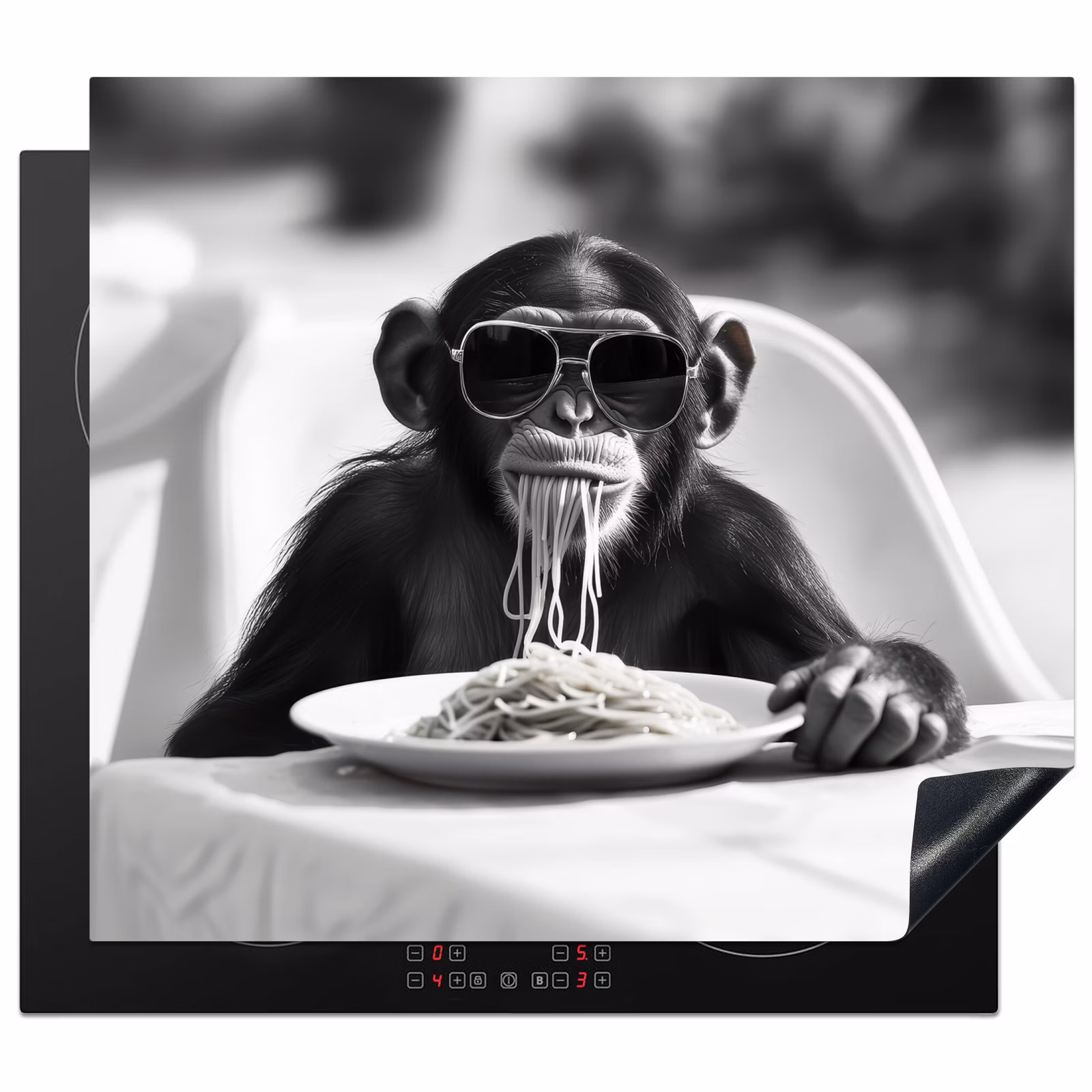 Protector de inducción - Scimmia - Spaghetti - Occhiali da sole - Bianco e nero - Cool - Animale — 1