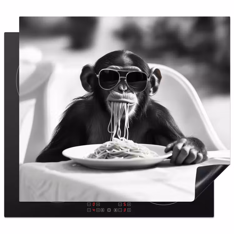 Protector de inducción - Scimmia - Spaghetti - Occhiali da sole - Bianco e nero - Cool - Animale — 1
