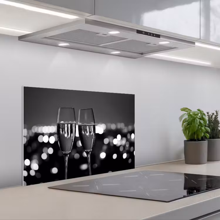 Salpicaderos de cocina - Burbujas - Salud - Copas de champán - Luces de la ciudad — 1