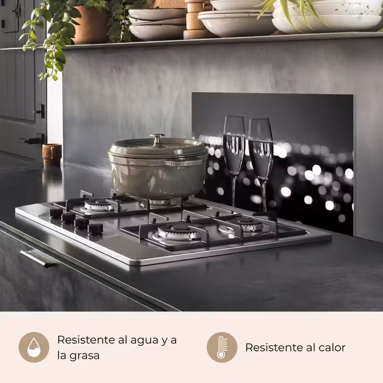 Salpicaderos de cocina - Burbujas - Salud - Copas de champán - Luces de la ciudad — 2