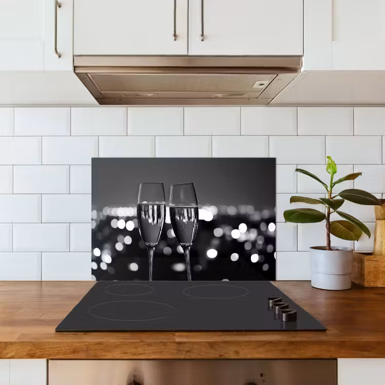 Salpicaderos de cocina - Burbujas - Salud - Copas de champán - Luces de la ciudad — 3