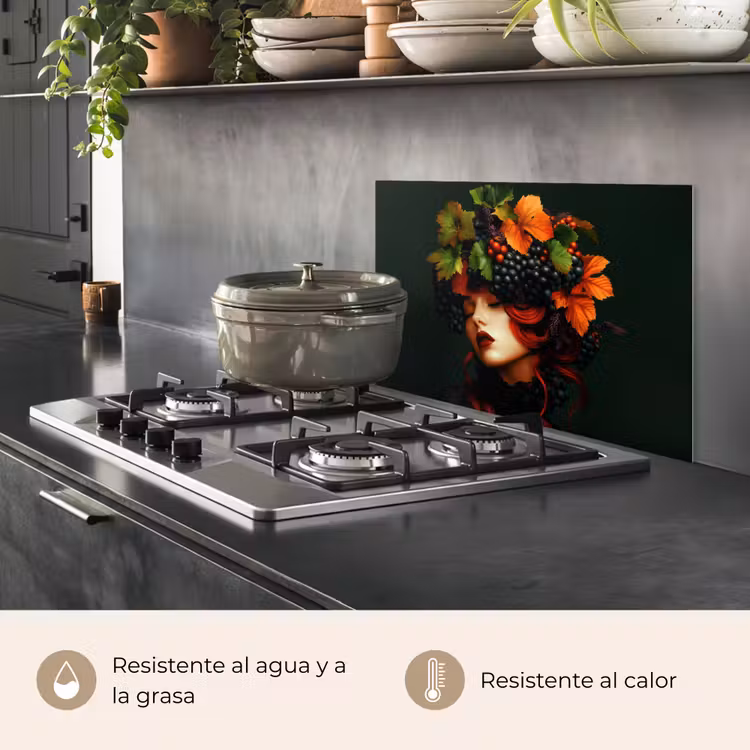 Salpicaderos de cocina - Mujer - Rojo - Verde - Uvas — 2