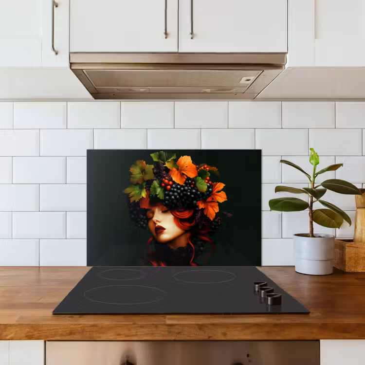 Salpicaderos de cocina - Mujer - Rojo - Verde - Uvas — 3