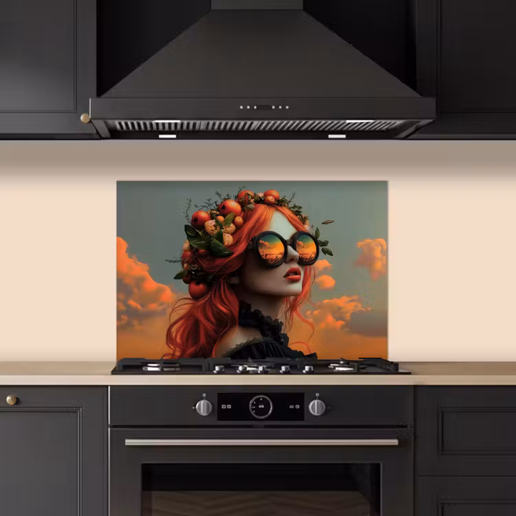 Salpicaderos de cocina - Mujer - Corona - Tomate - Basílico - Gafas de sol — 5