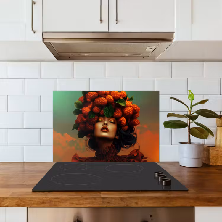 Salpicaderos de cocina - Mujer - Frambuesas - Hojas — 3