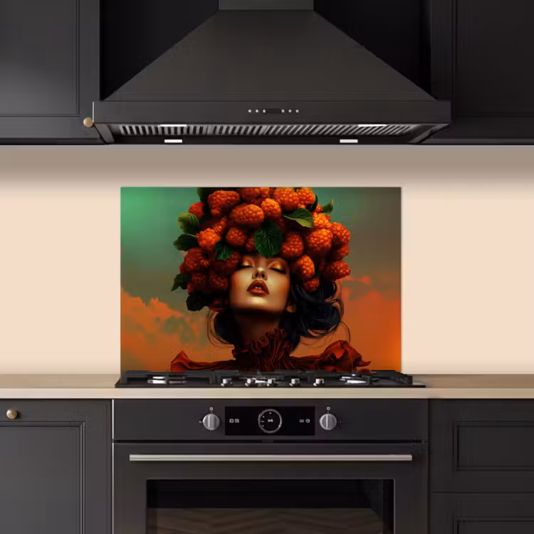 Salpicaderos de cocina - Mujer - Frambuesas - Hojas — 5