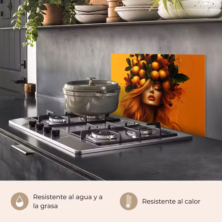 Salpicaderos de cocina - Mujer - Limones - Flor - Amarillo — 2