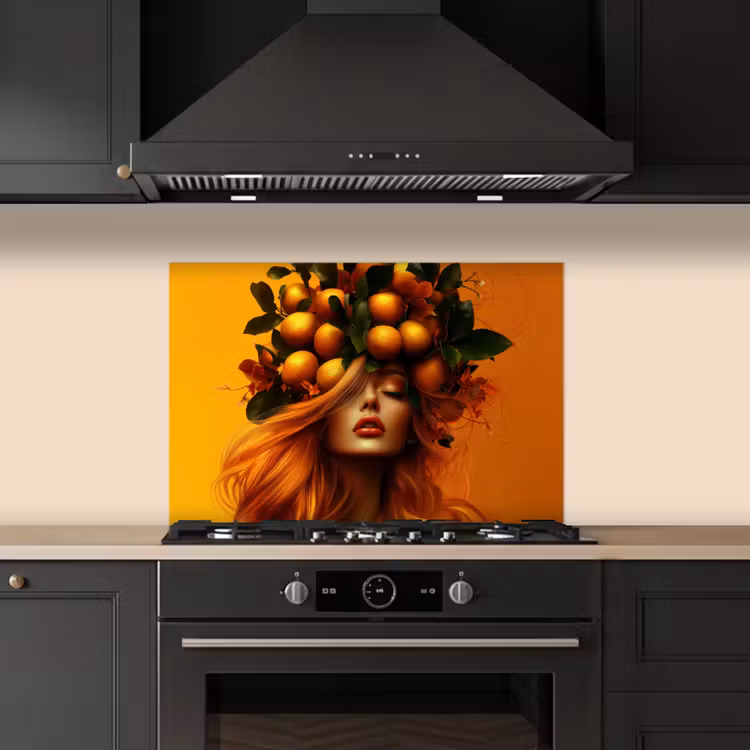 Salpicaderos de cocina - Mujer - Limones - Flor - Amarillo — 5
