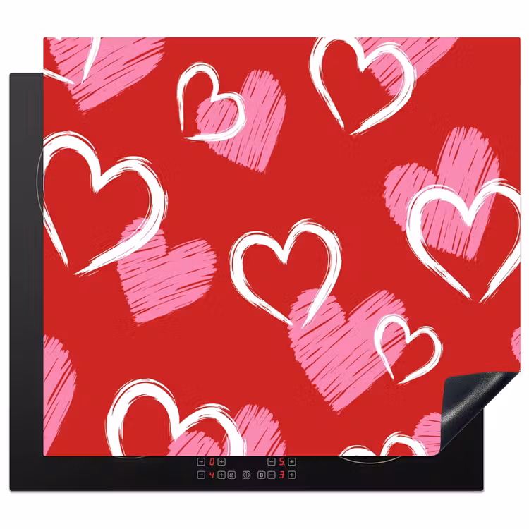 Protector de inducción - Patrón - Corazones - Rosa - San Valentín — 1