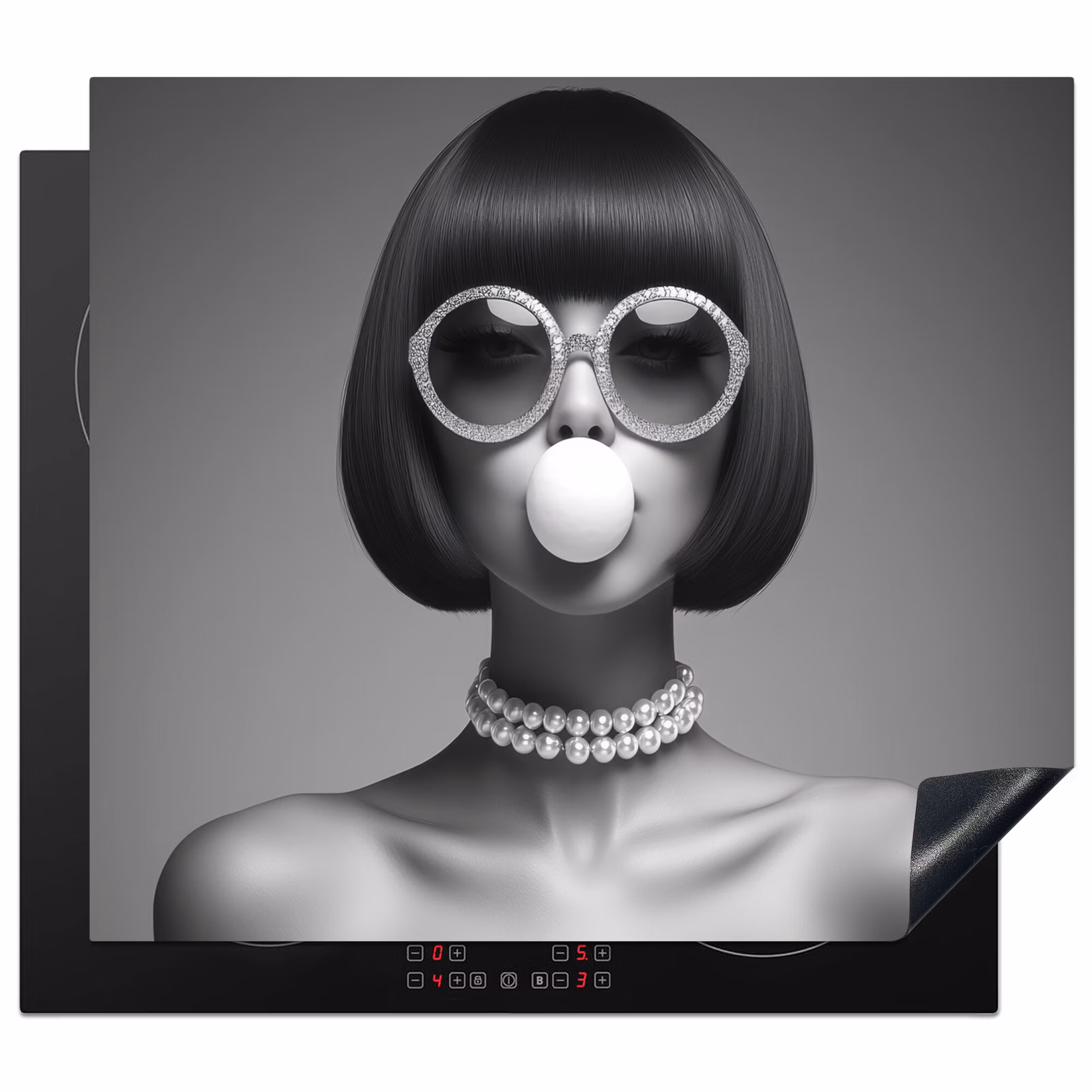 Protector de inducción - Mujer - Blanco y negro - Collar - Gafas de sol — 1