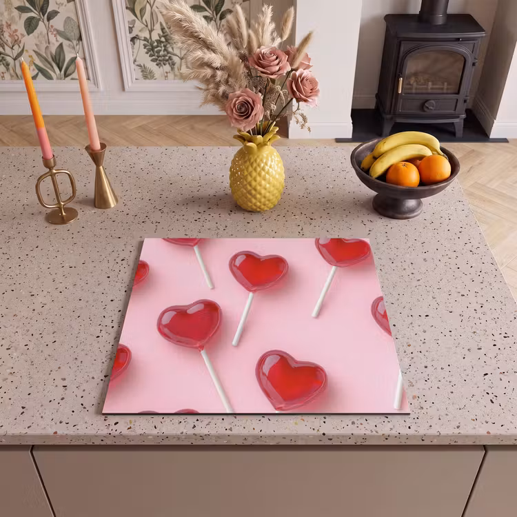 Protector de inducción - Piruletas - Corazones - Rosa — 3