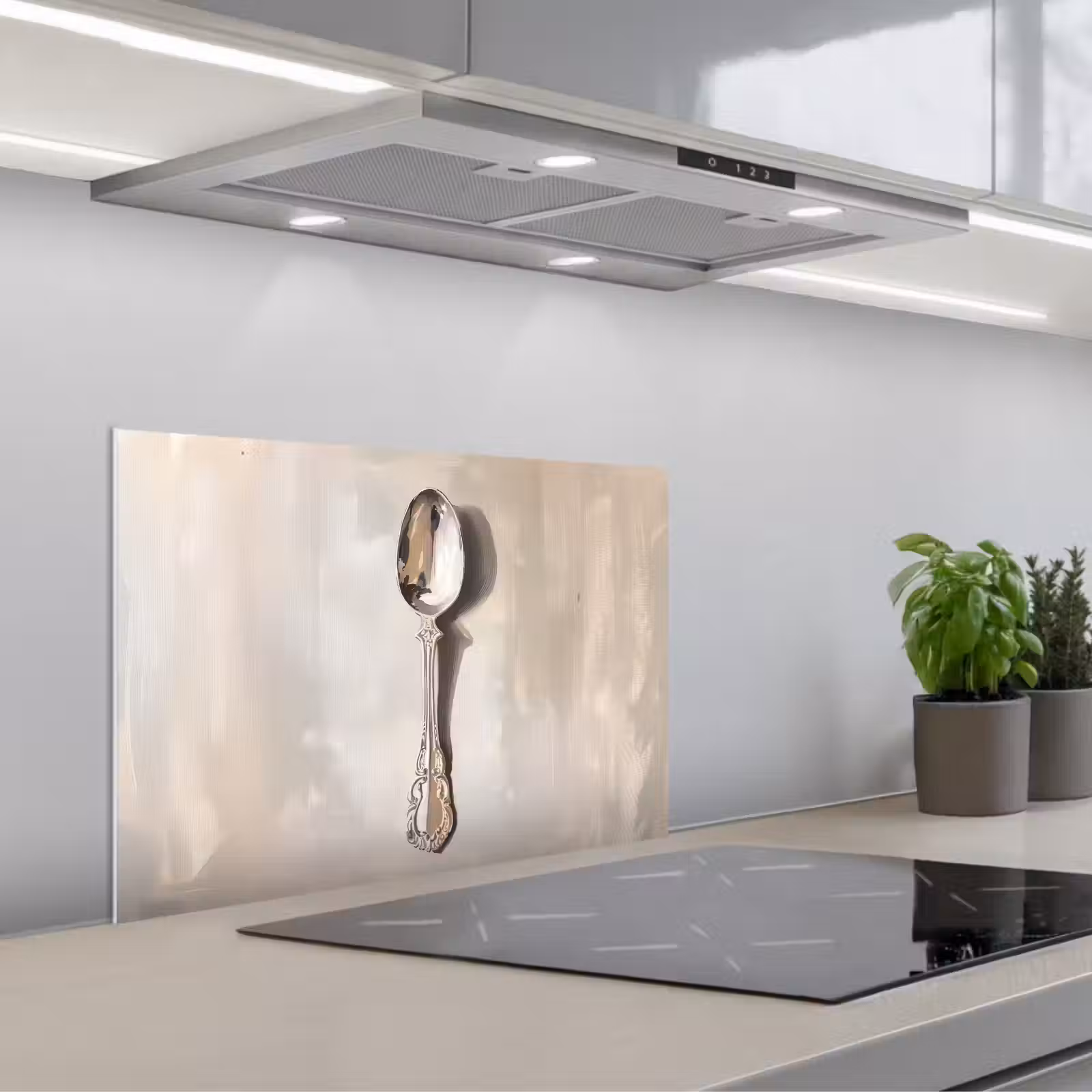 Salpicaderos de cocina - Cuchara - Pintura - Plata — 1