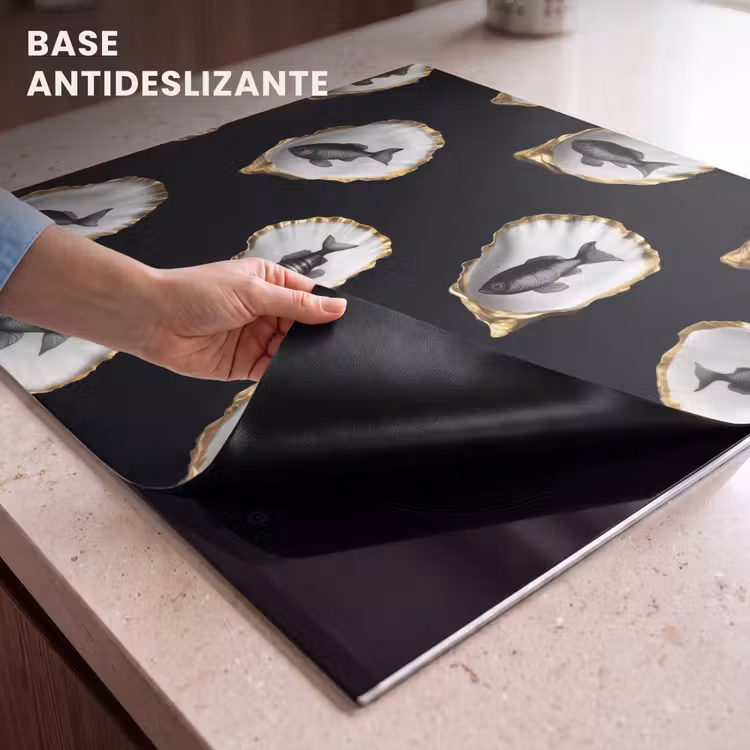 Protector de inducción - Ostras - Negro - Pescado - Oro — 6