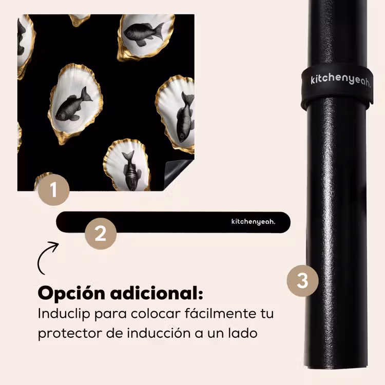 Protector de inducción - Ostras - Negro - Pescado - Oro — 8
