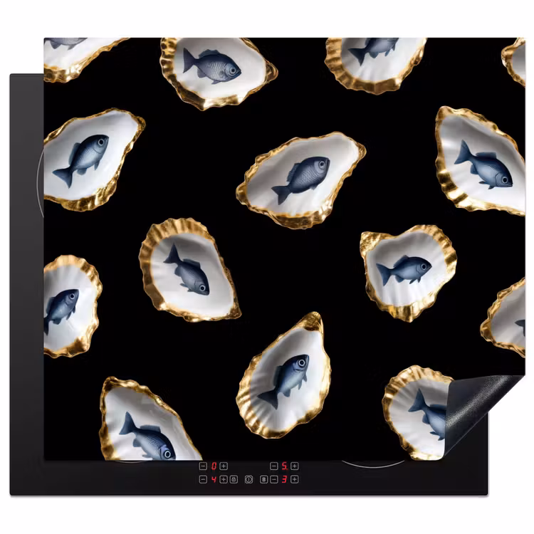 Protector de inducción - Ostras - Pescado - Azul - Oro — 1