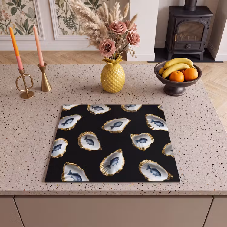 Protector de inducción - Ostras - Pescado - Azul - Oro — 3
