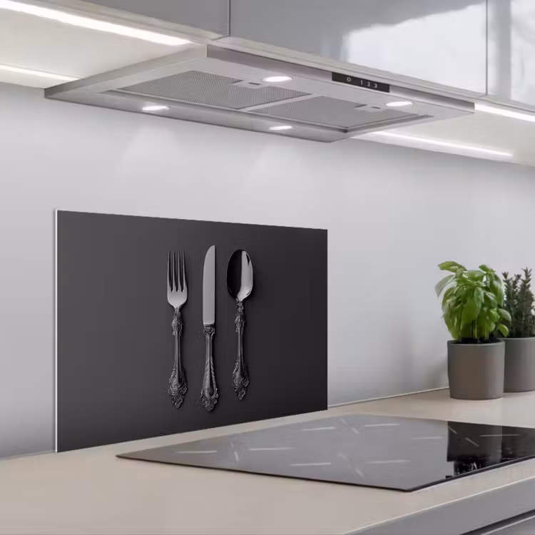 Salpicaderos de cocina - Cubiertos - Negro — 1