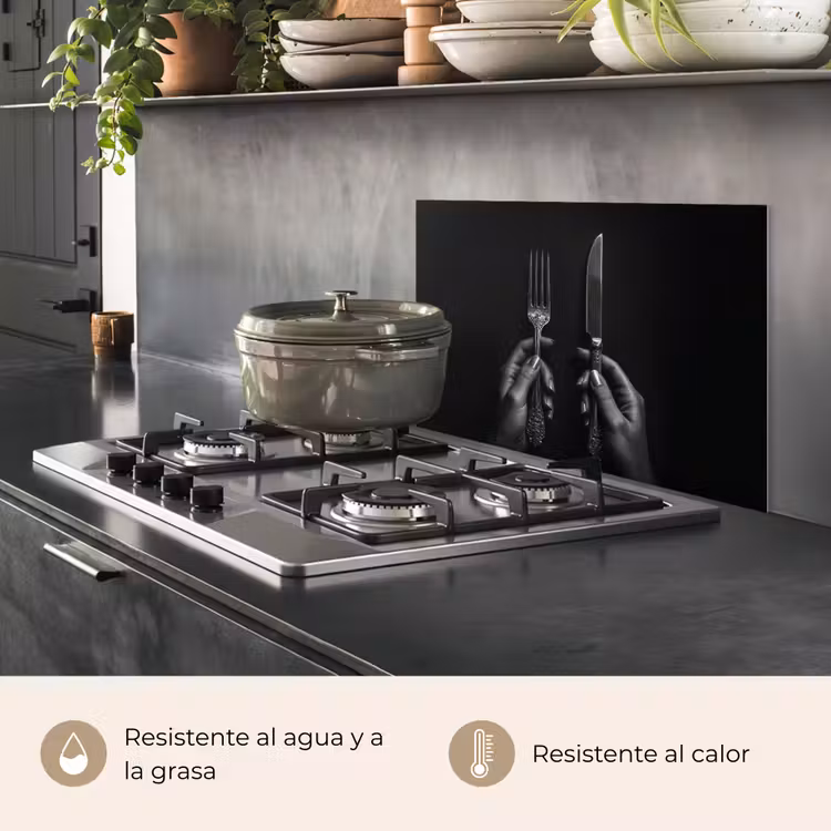 Salpicaderos de cocina - Cubiertos - Negro - Blanco — 2