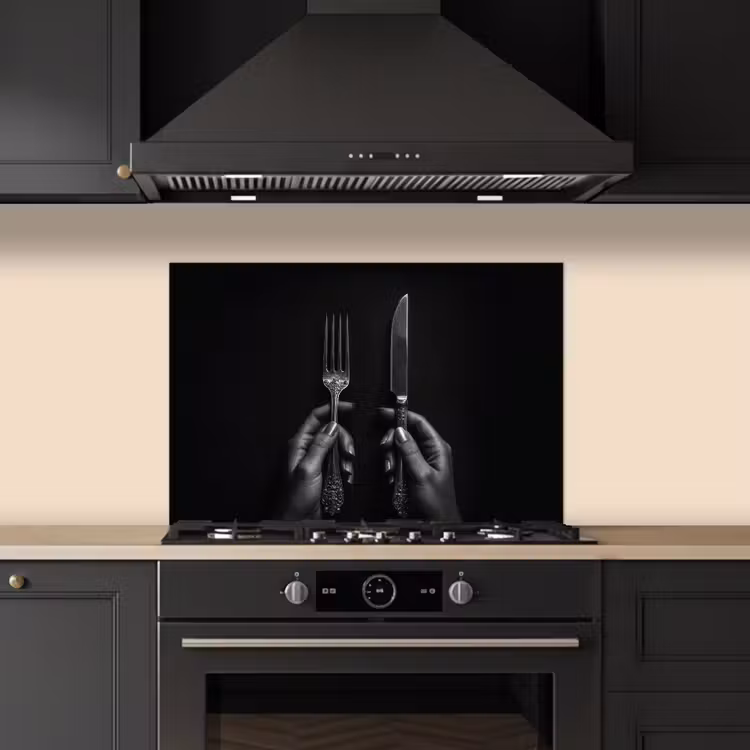 Salpicaderos de cocina - Cubiertos - Negro - Blanco — 5