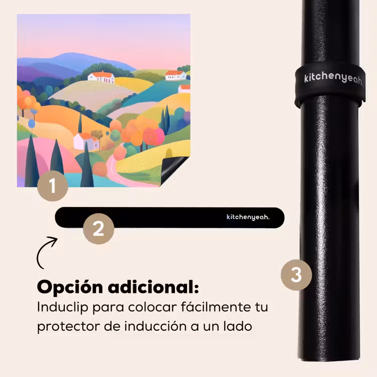 Protector de inducción - Paisaje - Morado - Pastel - Casas — 8