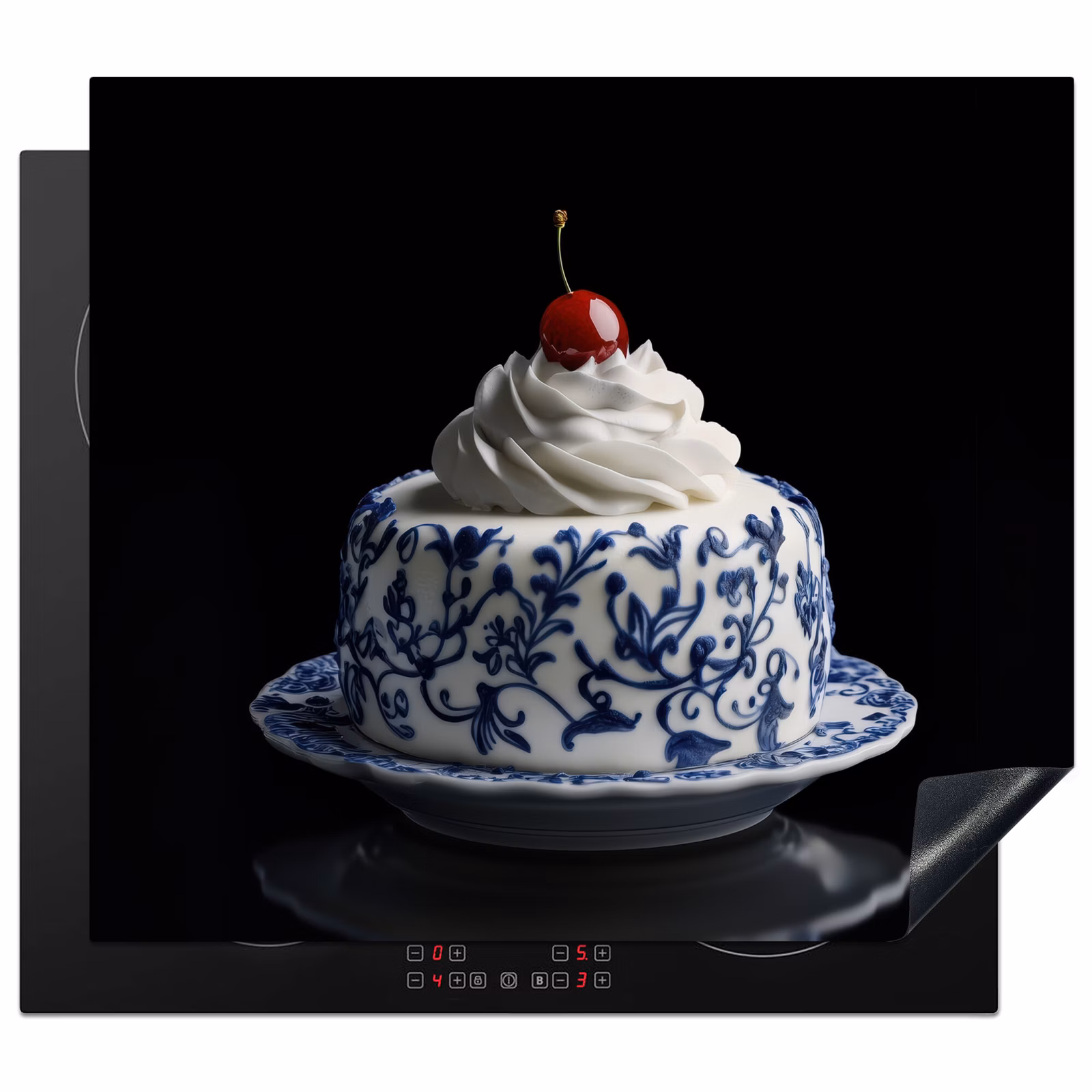 Protector de inducción - Torta - Panna montata - Ciliegia - Piatto - Blu Delft — 1