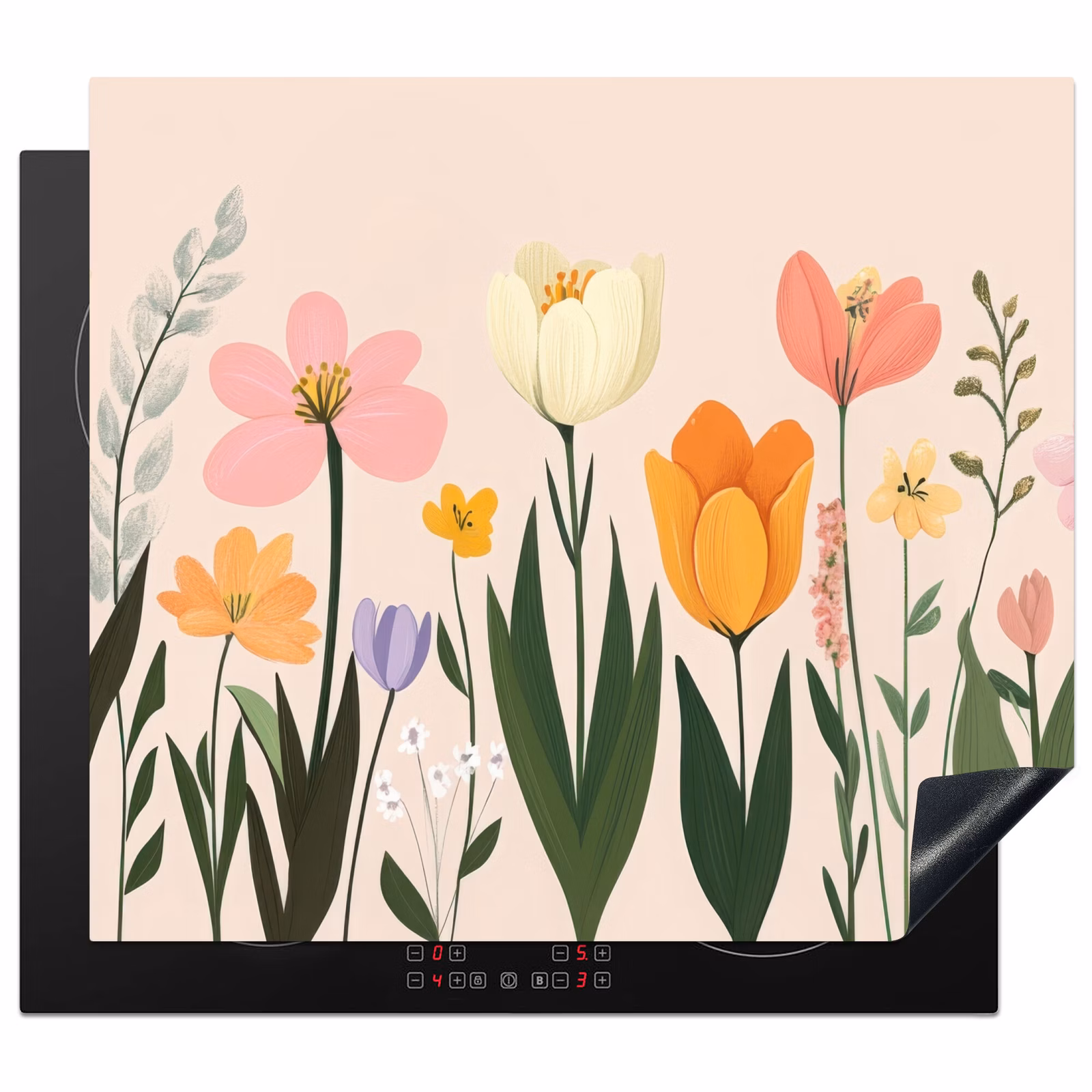 Protector de inducción - Tonos pastel - Flores - Ilustración — 1