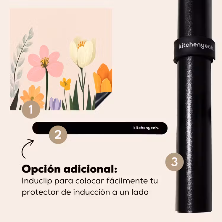 Protector de inducción - Tonos pastel - Flores - Ilustración — 8