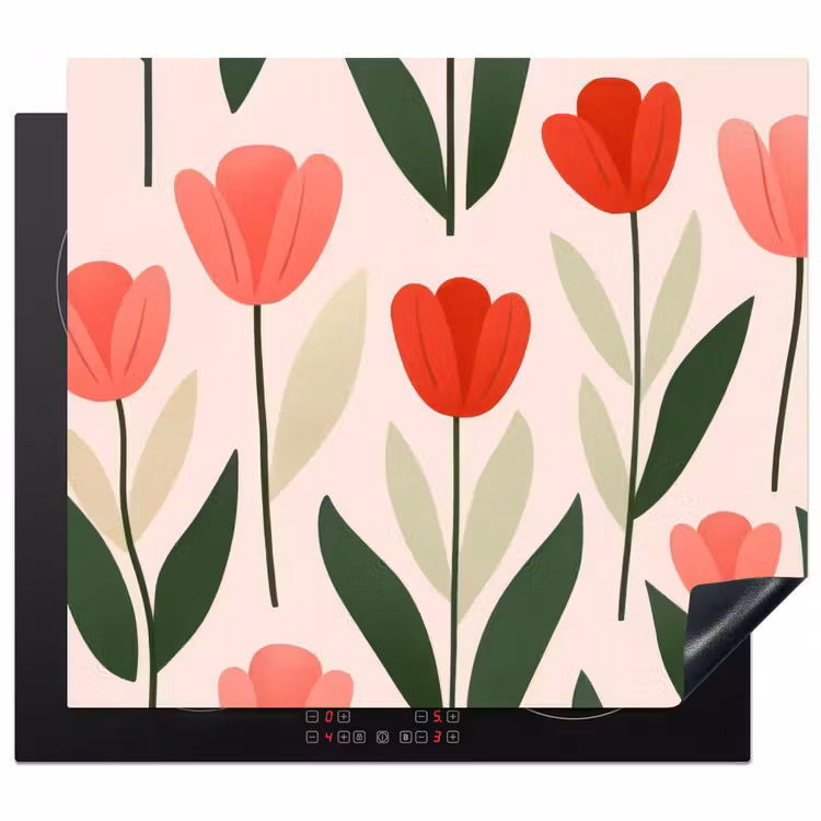 Protector de inducción - Tulipanes - Moderno - Rosa — 1