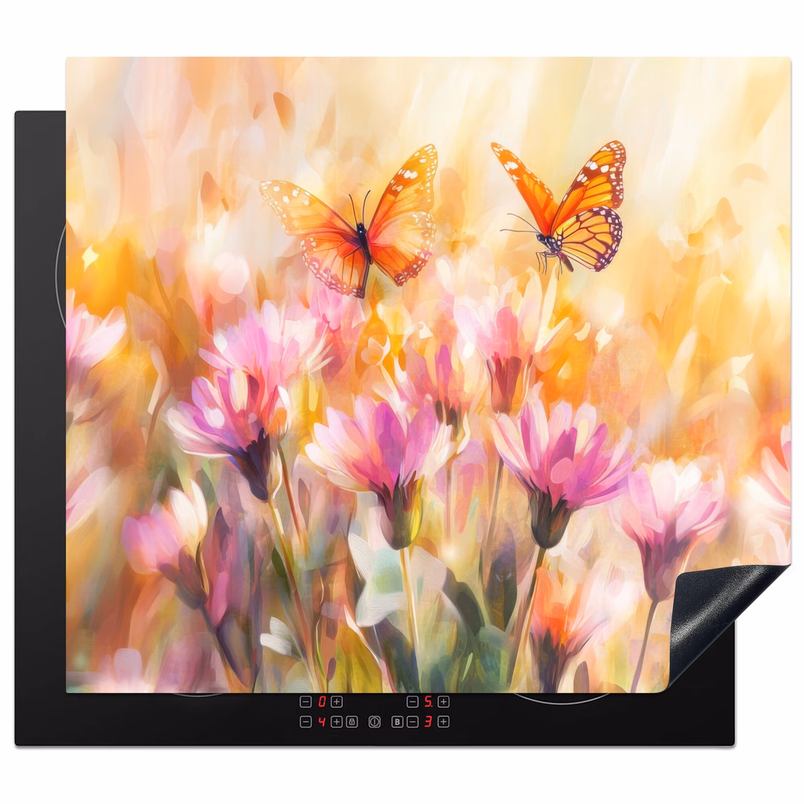Protector de inducción - Mariposas - Naranja - Flores — 1